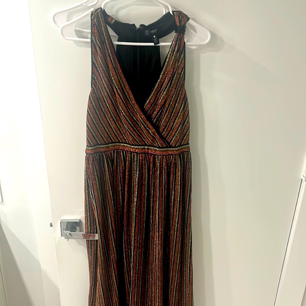 Metallic pink silver and gold maxi dress